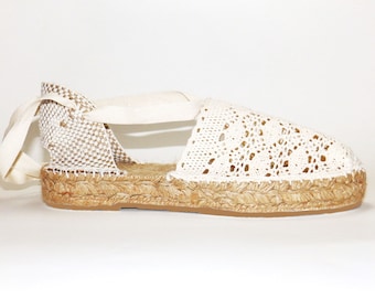 Lace espadrilles. Organic cotton. Made in Spain