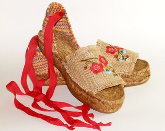 Wegde sandals jute canvas. Organic fabrics. Alpargatas made in Spain