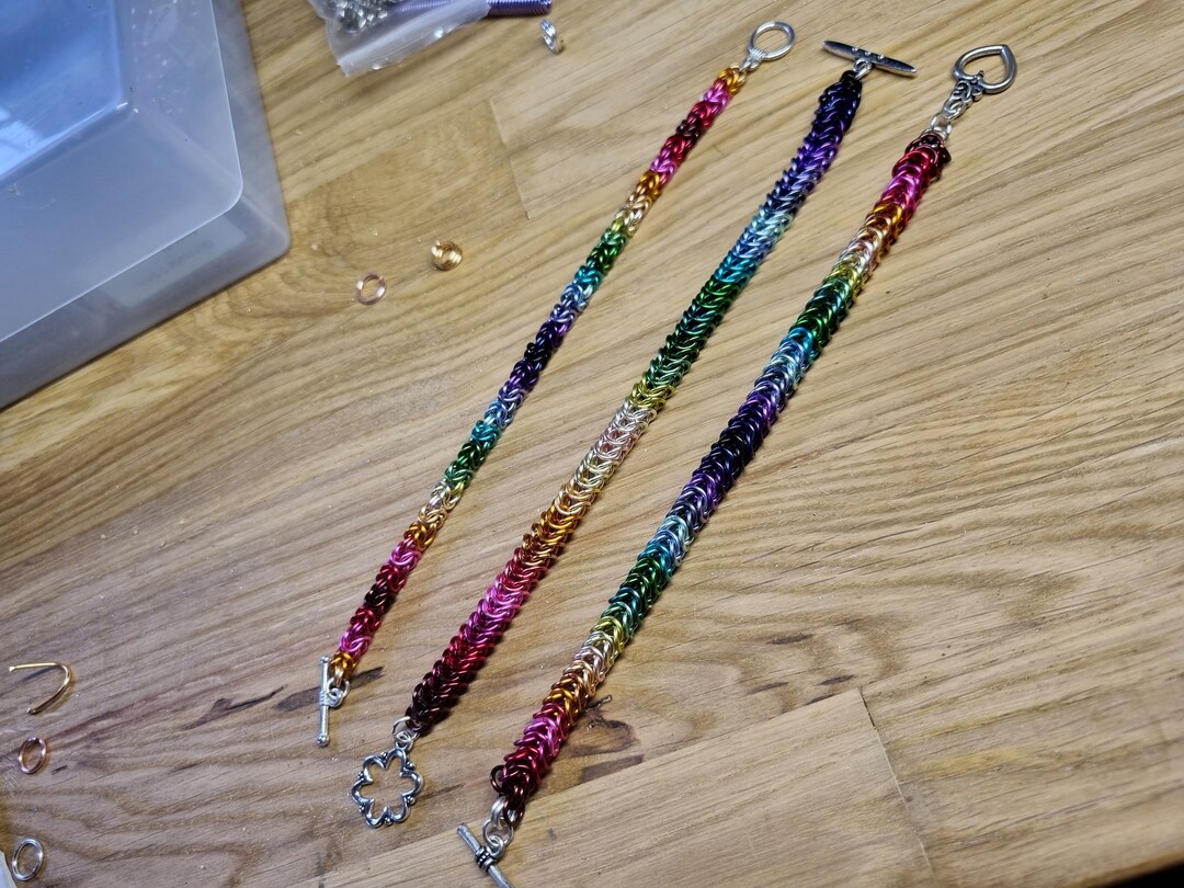 Handmade Rainbow/spectrum Box Chainmail Bracelet - Etsy