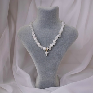 Moon Stone Cross Necklace - 1st Class Quality  Natural Moonstone - Stylish Necklace for Women - Christian Faith -  Handmade - Gift for Her