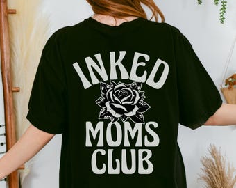 Camiseta do Clube das Mães Tatuadas, Camiseta para Mãe Tatuada, Camiseta Estampada para Mãe Descolada, Mamãe Tatuada, Moderna, Tamanho Grande, Cores Confortáveis