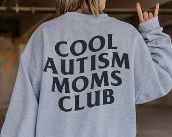 Moletom com capuz e gola redonda do Cool Autism Moms Club, mãe autista, autismo, clube de mães, camisa de mãe da moda, autista, camisa de mãe, moletom com capuz para autismo