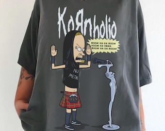 Koszulka z grafiką Kornholio, koszulka z zespołem dla mężczyzn i kobiet, punk, metal, bleh, Korn, zespół, koszulka koncertowa, koszulka Korn, koszulka Korn