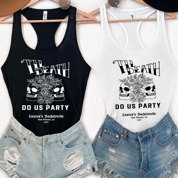 Bride or Die Personalized Bachelorette Tank Tops, Til Death Do Us Party, Custom, Bachelorette, Party, Bach, grunge, rock, goth, gothic