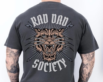 Camiseta gráfica Rad Dad Society para homens, camiseta de pai, pai durão, pai legal, presente de pai, Dia dos Pais, pai tatuado, presente para ele, padrasto, papai