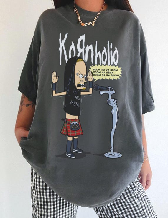Kornholio Graphic Tee Shirt, Band T-Shirt for Men & Women, punk, metal shirt, Blegh, Korn, band, concert tee, Korn shirt, Korn Tee