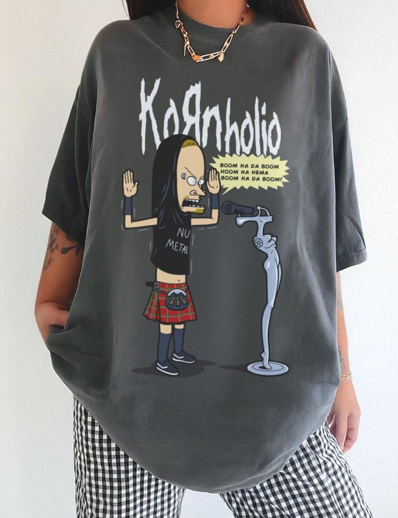 Kornholio Graphic Tee Shirt, Band T-Shirt for Men & Women, punk, metal shirt, Blegh, Korn, band, concert tee, Korn shirt, Korn Tee image 1