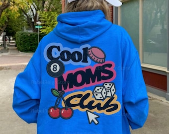 Moletom com estampa Cool Moms Club para mulheres, moletom para mães, moletom com capuz para mães, moderno, retrô, ousado, moletom para mães, presente para mães, grande