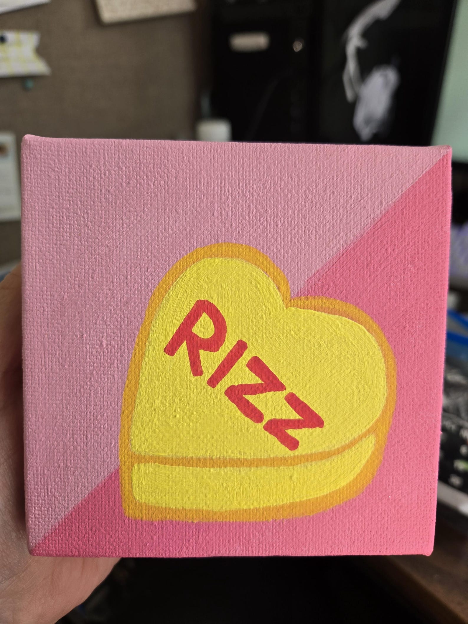 Rizz Valentine's Day Candy Heart Painting - 4 in on Canvas - Etsy