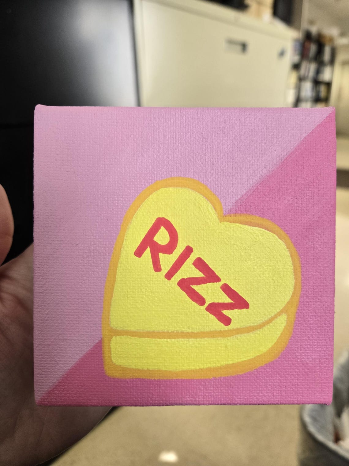 Rizz Valentine's Day Candy Heart Painting - 4 in on Canvas - Etsy