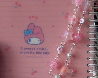 Pink phone charm strap - Coquettish pink phone lanyards and wrist strap - rubber duck bead, bow, crystal ball, and acrylic candy beads