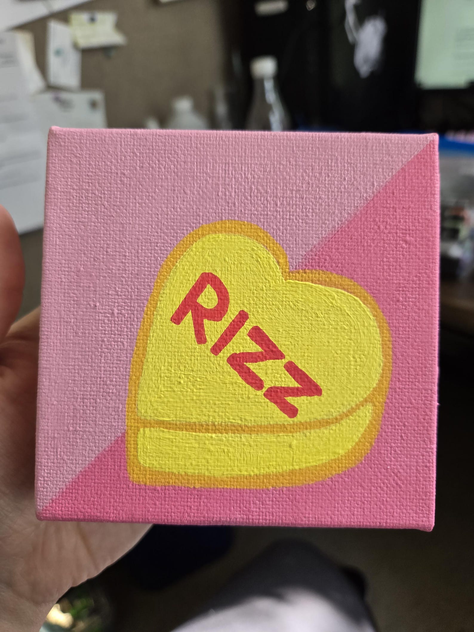 Rizz Valentine's Day Candy Heart Painting - 4 in on Canvas - Etsy
