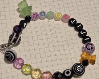 Pulsera Jiji de mal de ojo - Pulsera de ventilador Dan da Dan - Jin Enjoji - pulsera negra de neón - y2k Dan.da.dan mal de ojo