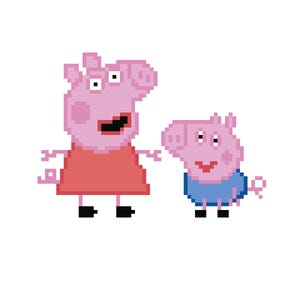 Patrón de crochet C2C de cerdo de dibujos animados rosa y su hermano