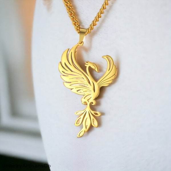 Stainless Steel Phoenix Pendant Necklace, Trendy Animal Jewelry Gift for Weddings, Couple Gifts, Gifts for Women, Mother's Day Gift