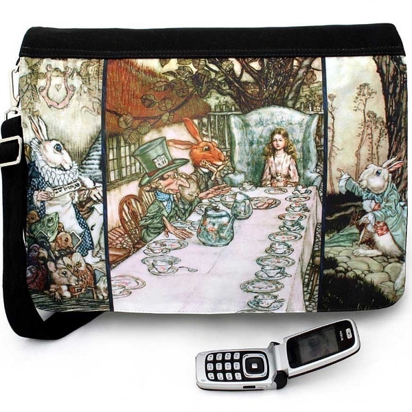 Alice at the Tea Party. Three-way messenger bag
