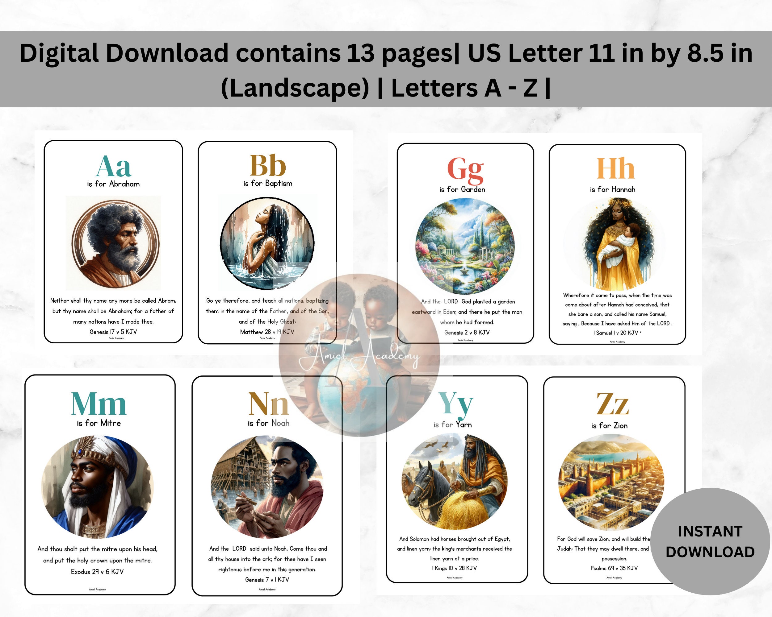 Alphabet Scripture Cards - ABC Bible Verse Flashcards for Kids - Bible ...