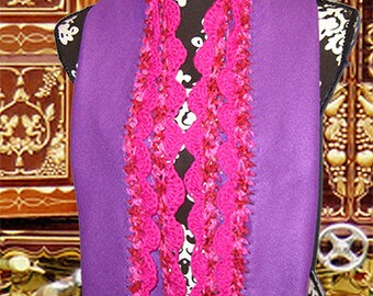 Crochet Edge Fleece Scarf, Purple Passion