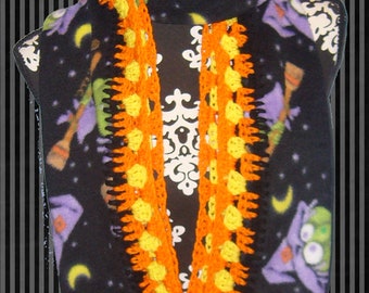 Crochet Edge Fleece Scarf, Silly Halloween Witch
