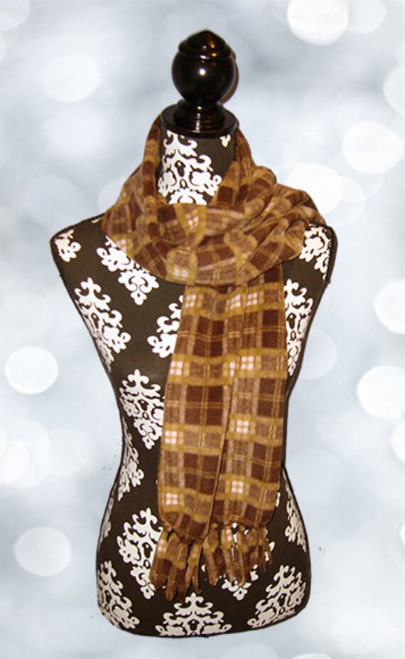 マフラー・ストール FABIELLO Sheering check muffler (brown) mens-wool-scarf-brown-beige-