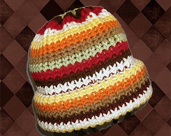 Knit Hat, One Size Fits Most, Autumn Stripes