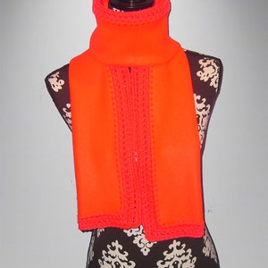 Crochet Edge Fleece Scarf, Blaze Safety Orange image 2