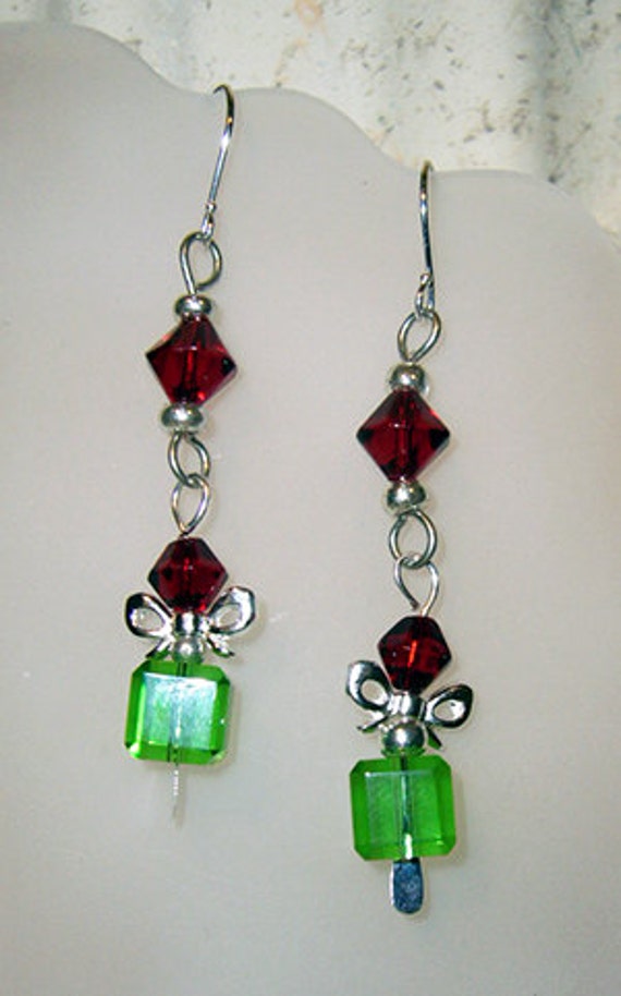 Items similar to Christmas Earrings, The Gift Glass Bead Jewelry on Etsy
