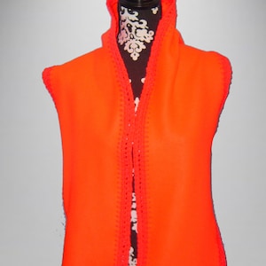 Crochet Edge Fleece Scarf, Blaze Safety Orange image 1