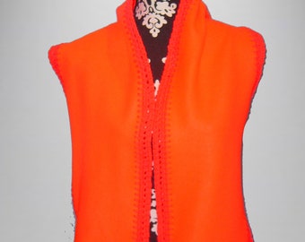 Crochet Edge Fleece Scarf, Blaze (Safety) Orange