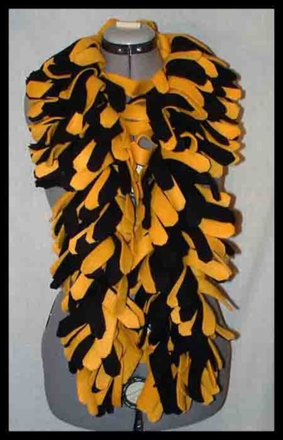 Black and Gold Fleece Boa Scarf 4 Layered Muffler Edgy Neck Etsy