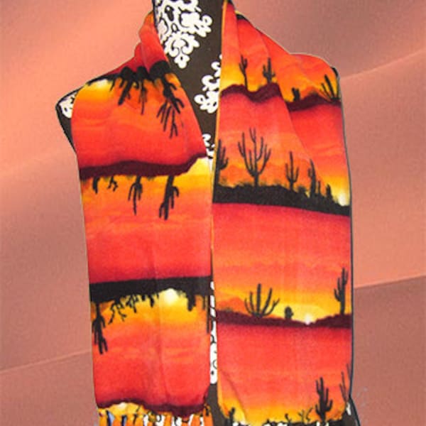 Southwest Scene Fleece Scarf, Unisex Muffler, Bufanda, Sunset