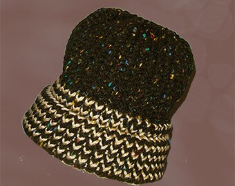 Knit Hat, One Size Fits Most, Black Fleck/Gold Tinsel