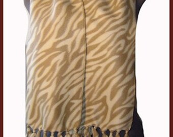 Zebra Fleece Scarf, Wild Animal Muffler, Lolita/Punk Bufanda,  Creme