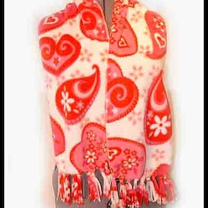 Fanciful Hearts Fleece Scarf, Holiday  Muffler,  Love Themed Bufanda, Valentine's Day