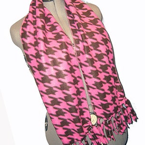 Houndstooth Scarf, Classic Elegance Muffler, Lolita Pink/Brown Bufanda image 1