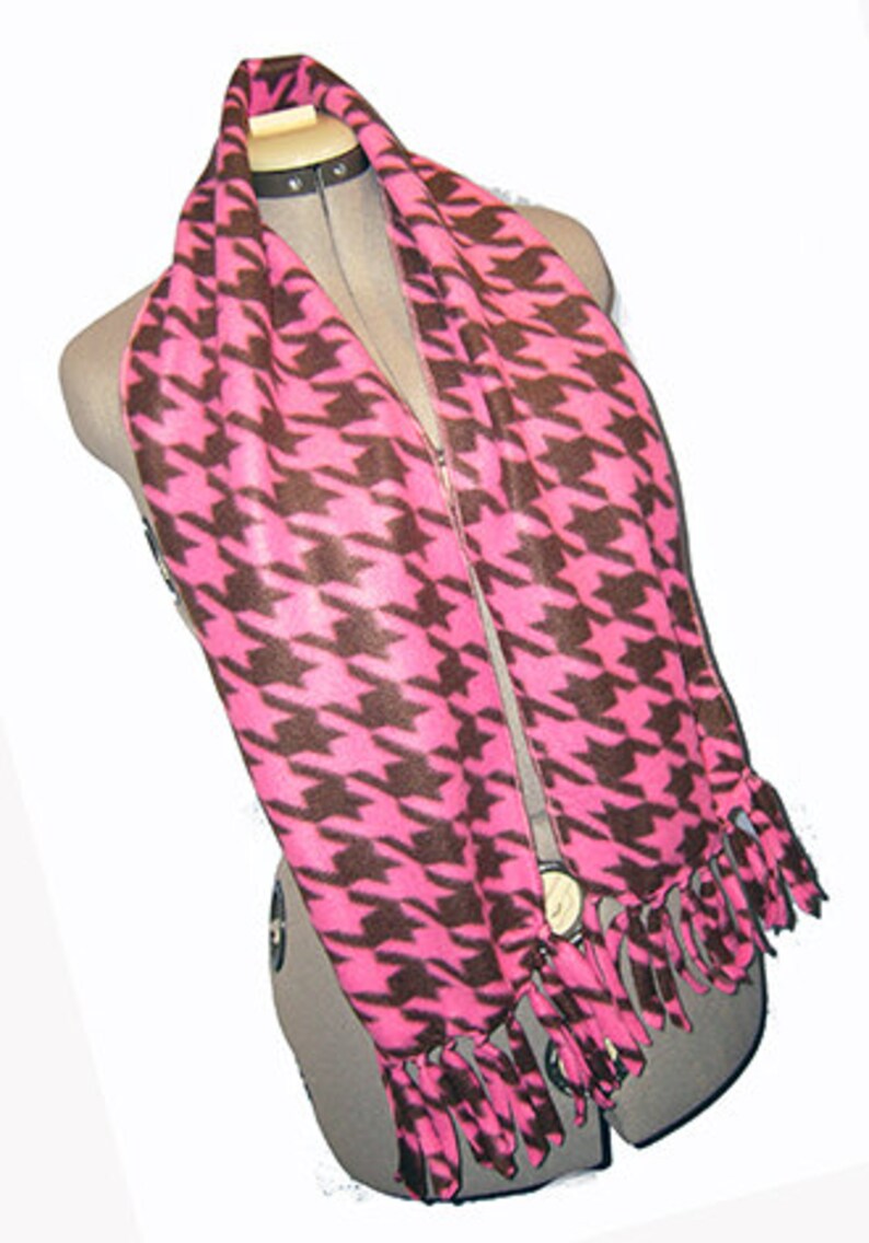 Houndstooth Scarf, Classic Elegance Muffler, Lolita Pink/Brown Bufanda image 1