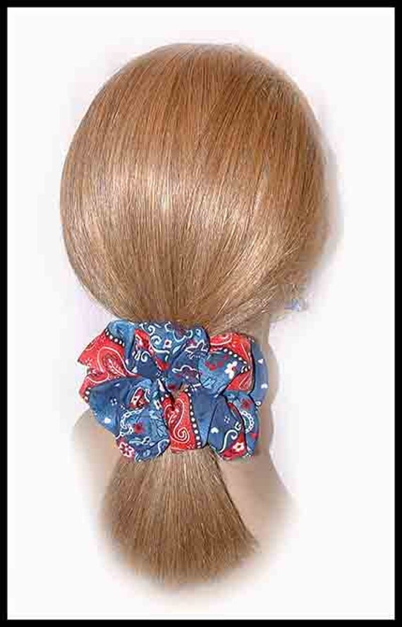 Prairie Girl Bandana Hair Scrunchie Country Bandanna Ponytail Etsy