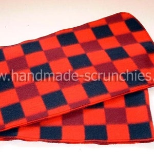 Red and Black Check Fleece Scarf, Muffler, Bufanda 画像 2