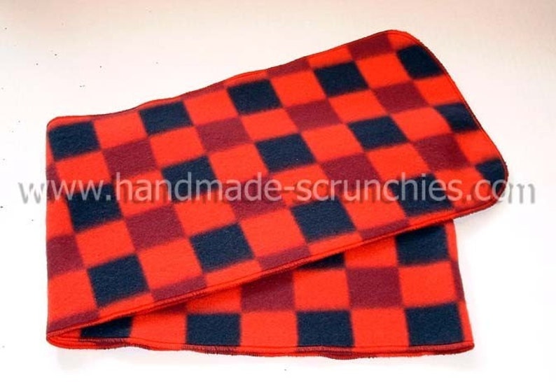 Red and Black Check Fleece Scarf, Muffler, Bufanda 画像 2