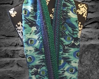 Crochet Edge Fleece Scarf: Peacock Plums