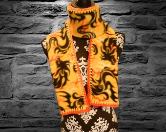 Crochet Edge Fleece Scarf: Dragon Tattoo