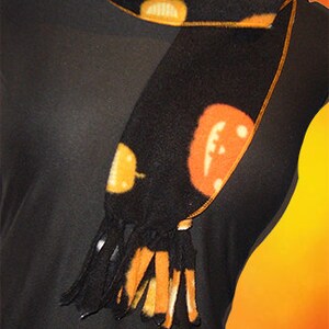 Halloween Fleece Scarf, Pumpkins & Candy Corn image 3