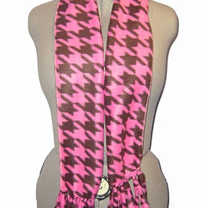 Houndstooth Scarf, Classic Elegance Muffler, Lolita Pink/Brown Bufanda image 2