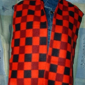 Red and Black Check Fleece Scarf, Muffler, Bufanda image 1