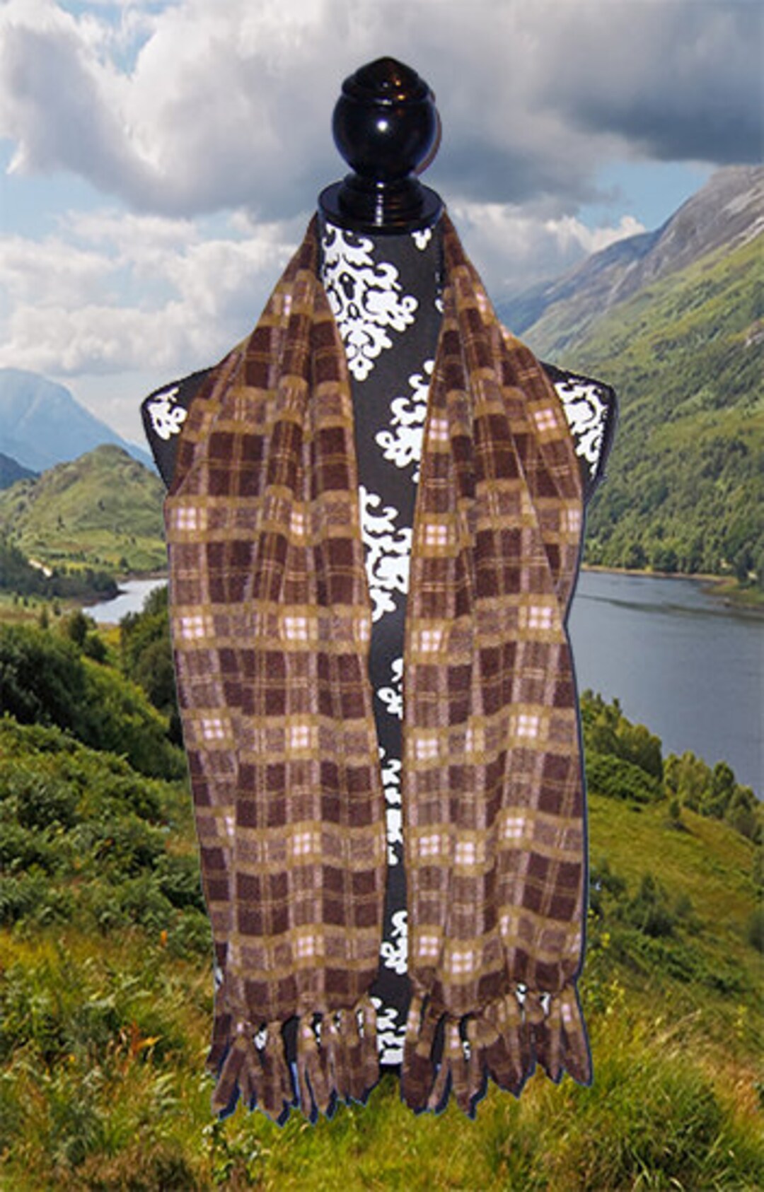 マフラー・ストール FABIELLO Sheering check muffler (brown) Brown Check Fleece Scarf, Muffler, Unisex Neck Scarf - Etsy