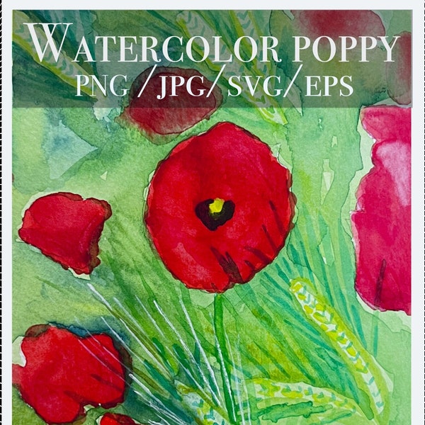 Bundle Coquelicot Aquarelle/png+jpg+Svg+eps Pour Goodnotes, Ipad, Kindle, Laptop, tshit, Tote Bag and more!