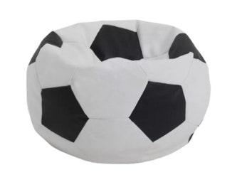 Football Bean Bag|Leather Black & White Football Bean Bag|kids Bean Bag|Nursery Bean Bag|Faux Leather Bean Bag|Non-Removable Leather Cover