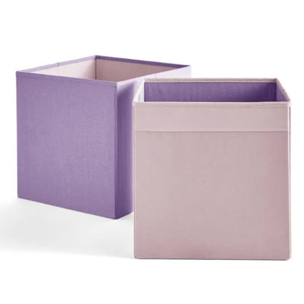 Set Of 2 Nursery Foldable Cubes|Dual Colour Storage Cubes|Kids Room Storage Solutions|Kids Tidy Up Time Activity|Lylac n Pink Storage Cube
