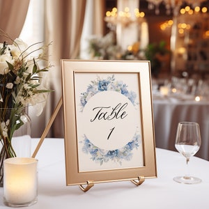 Table Number Signs | Table Numbers | Wedding Photo Table Numbers | Wedding Signage | Editable Template, greenery, foliage,  FLB001