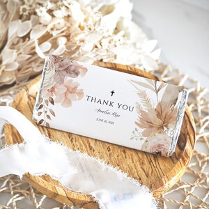 floral baptism decorations girl | chocolate bar wrapper baptism, boho pink, girl baptism, Baptism Chocolate Wrapper Template, DST001